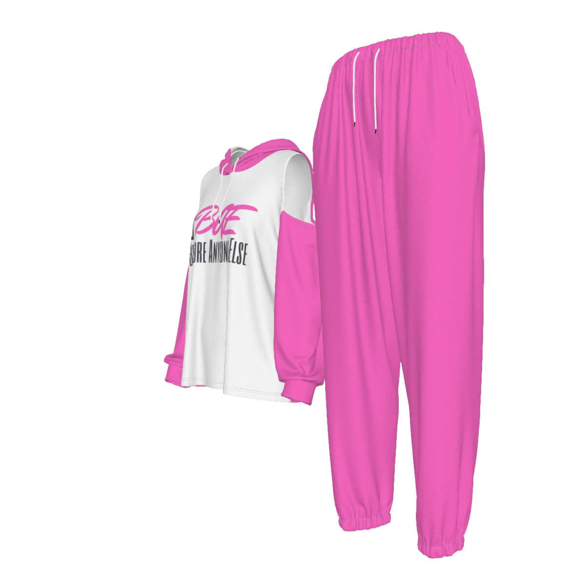 "BAE" Women's Cold-Shoulder Hoodie Sports Suit