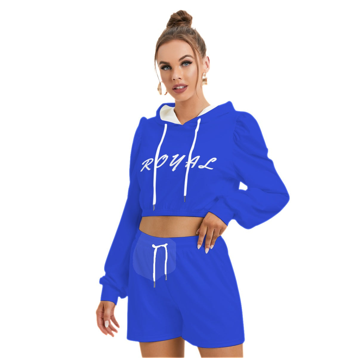 ROYAL All-Over Print Women's Mirco Fleece Hoodie And Shorts Set