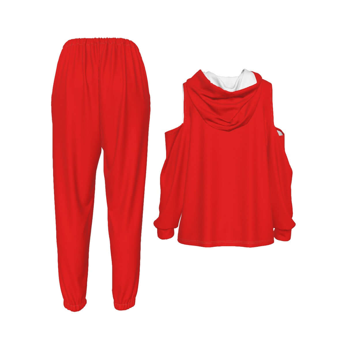 'BAE" Women's Cold-Shoulder Hoodie Sports Suit