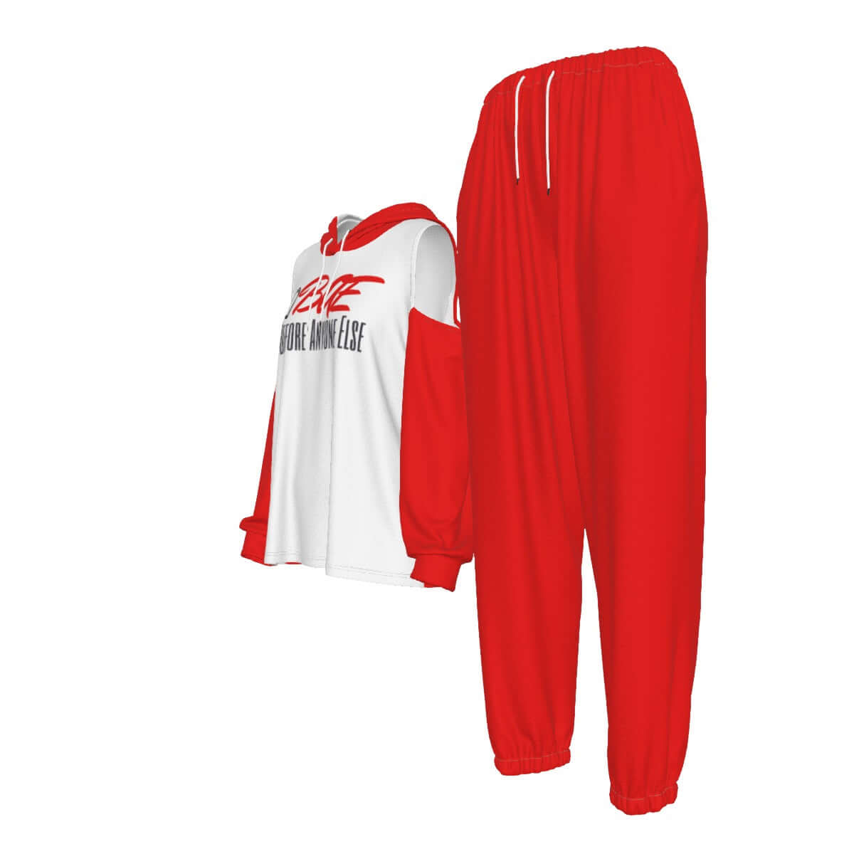'BAE" Women's Cold-Shoulder Hoodie Sports Suit