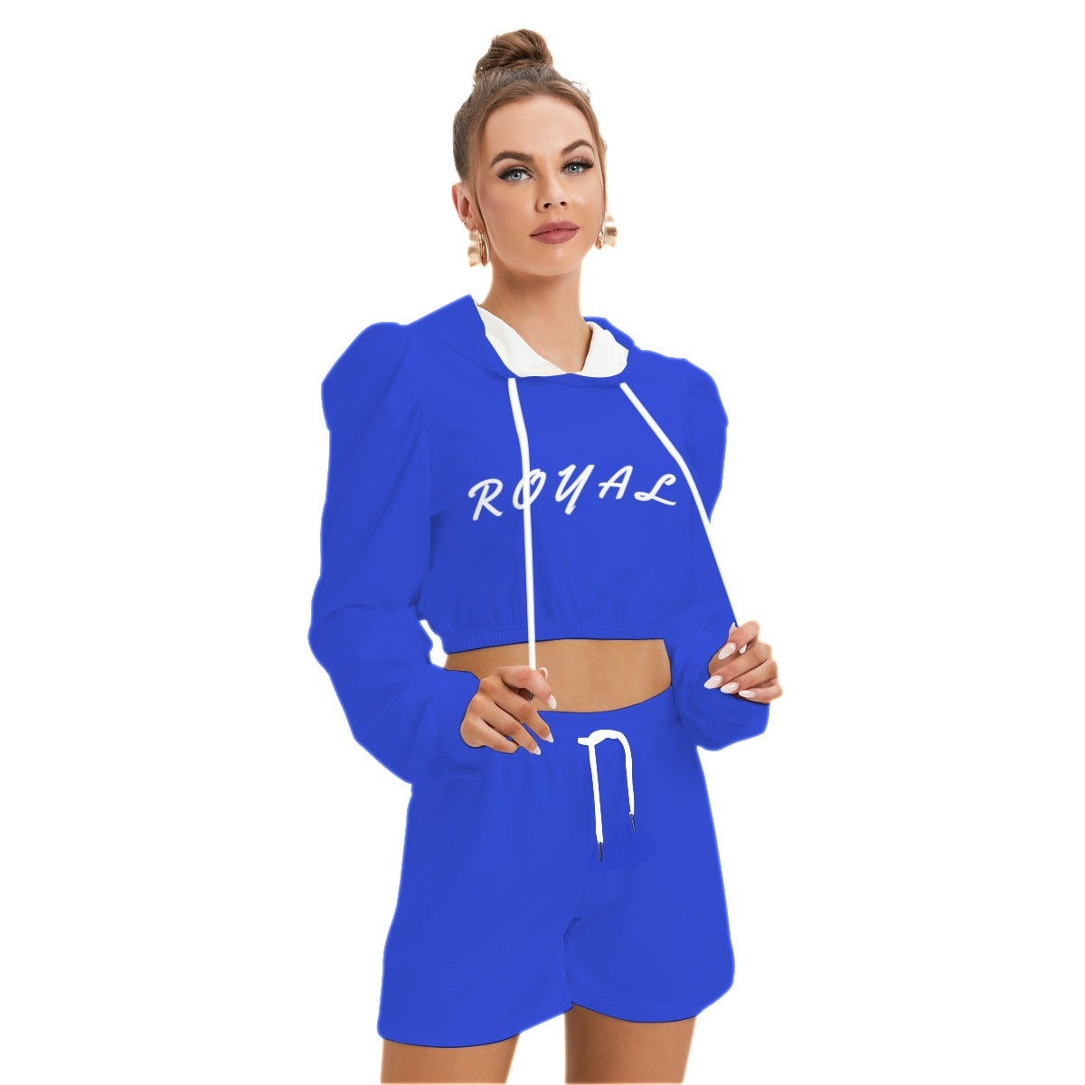 ROYAL All-Over Print Women's Mirco Fleece Hoodie And Shorts Set