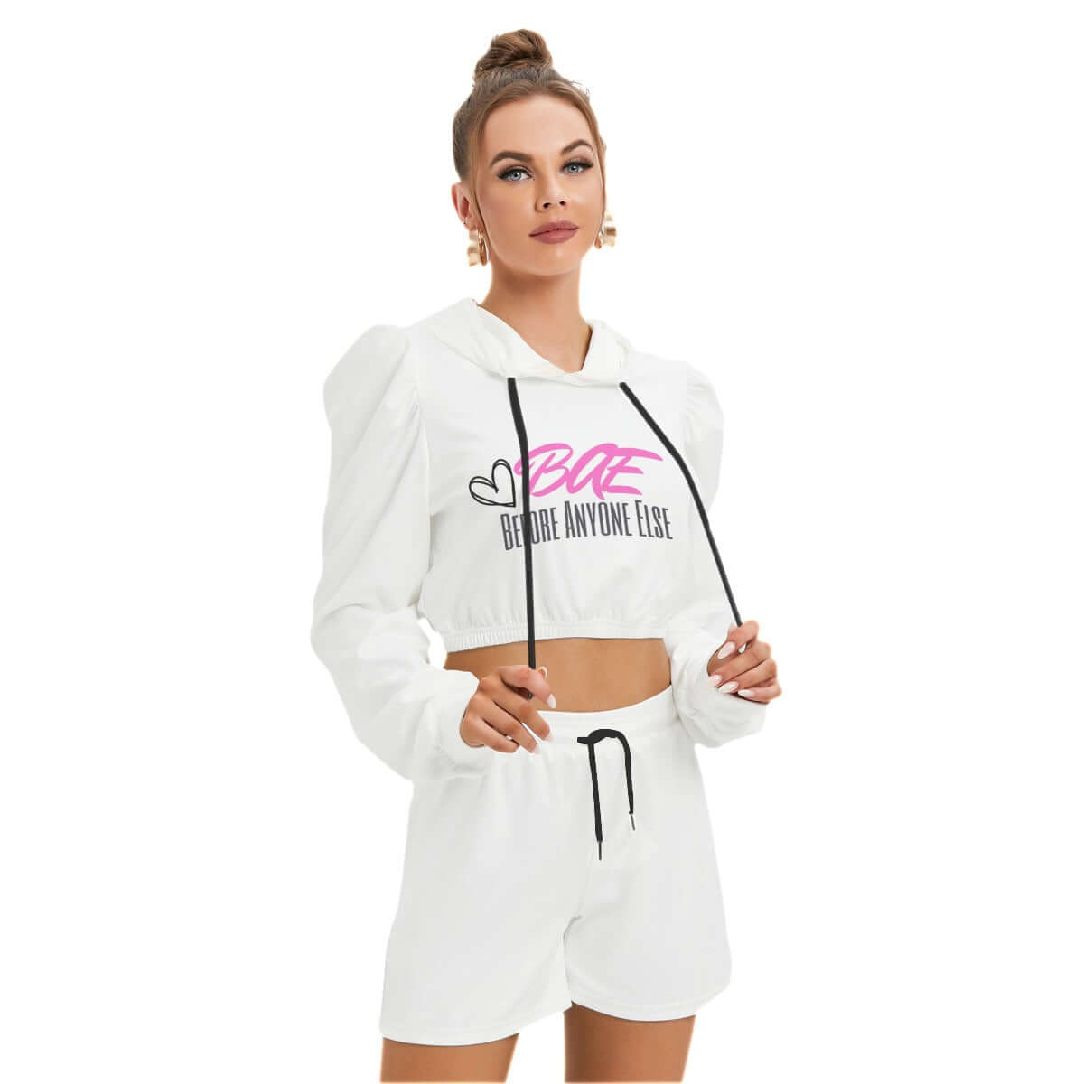 BAE (BEFORE ANYONE ELSE) All-Over Print Women's Mirco Fleece Hoodie And Shorts Set