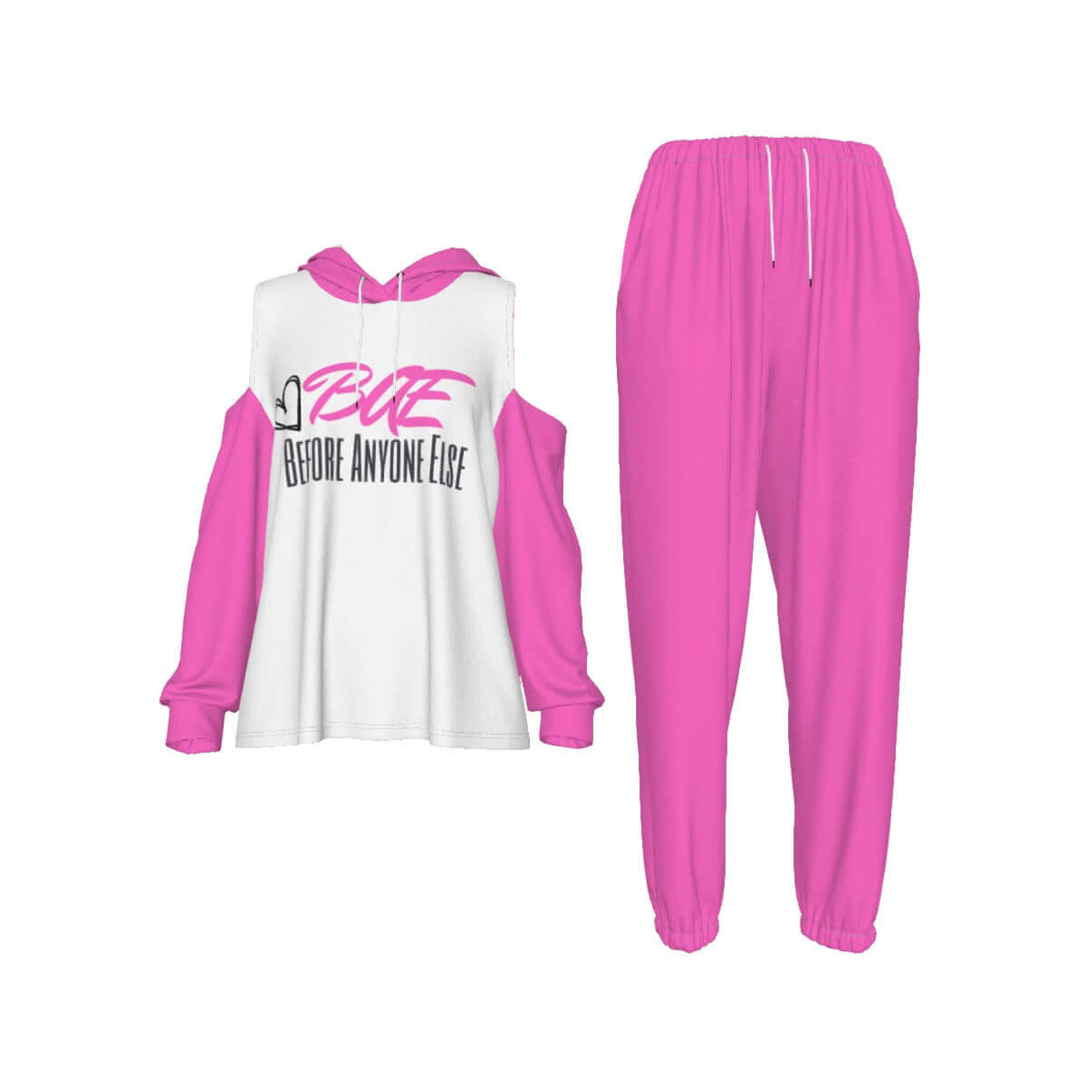 "BAE" Women's Cold-Shoulder Hoodie Sports Suit