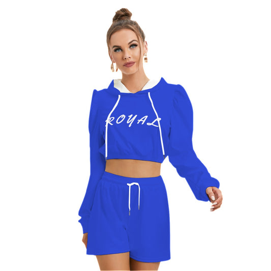 ROYAL All-Over Print Women's Mirco Fleece Hoodie And Shorts Set